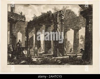 Giovanni Battista Piranesi. Vue arrière du reste de le pronaos du Temple de Neptune, tirées dans les deux précédents, des plaques de différentes vues de Paestum. 1778. L'Italie. Gravure sur papier vergé ivoire Banque D'Images