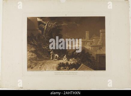 Joseph Mallord William Turner. Dixième plaie d'Égypte, de la plaque 61 de liber studiorum. 1816. L'Angleterre. La gravure en brun sur papier crème Banque D'Images