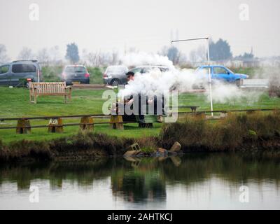 Sheerness, Kent, UK. 1er janvier 2020. L'ingénierie et le modèle Miniature Sheppey Society a organisé un jour de l'an s'exécuter sur leur piste à Barton's Point, Sheerness, Kent aujourd'hui. Credit : James Bell/Alamy Live News Banque D'Images