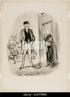 Honoré-Victorin Daumier. - Comment vous sentez-vous aujourd'hui, M. Chapolard - Madame Pochet, un concierge qui sait comment se comporter, devrait s'attaquer à son propriétaire qu'à la troisième personne. - Comment puis-je m'adresser à vous à la troisième personne, puisque vous êtes la première personne que j'ai constaté ce matin, la plaque de 11 soirées parisiens. 1852. La France. Lithographie en noir sur papier vélin blanc Banque D'Images