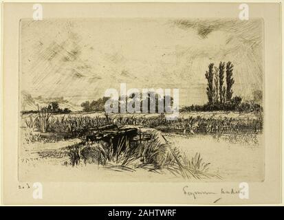 Francis Seymour Haden. Un pré de l'eau. 1859. L'Angleterre. Gravure sur cuivre imprimée sur vélin crème Banque D'Images