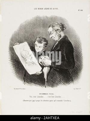 Honoré-Victorin Daumier. "Oui, c'est Leonidas...... Pas de doute, c'est Leonidas !" (l'heureux père juge qu'il convient d'être déplacé en reconnaissant Leonidas), la plaque de 100 Les Beaux Jours de la vie. 1846. La France. Lithographie en noir sur papier vélin blanc Banque D'Images