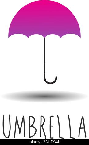 Modèle de conception de logo parapluie, magenta, rose, violet, pourpre, Girly, Mode, Accessoire. Protection contre la pluie Illustration de Vecteur