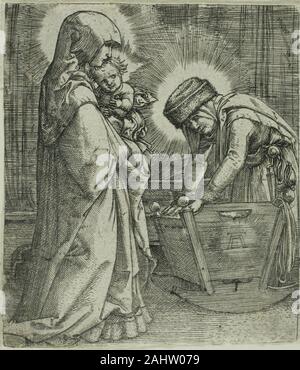 Albrecht,. La Vierge et l'Enfant avec sainte Anne au berceau. 1510-1525. L'Allemagne. Gravure en noir sur papier vergé ivoire Banque D'Images