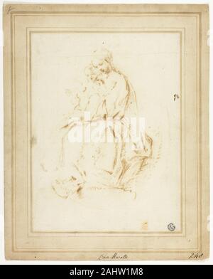 Carlo Maratti. Vierge à l'enfant. 1565-1713. L'Italie. Compenser l'encre brune sur papier vergé ivoire Banque D'Images