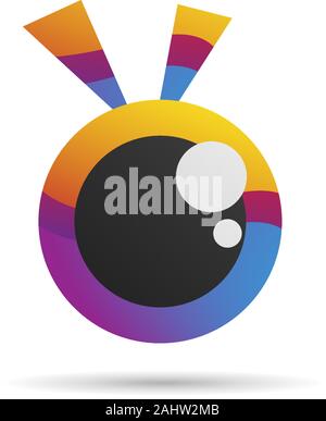L'Œil coloré Modèle de conception de logo, logo d'entreprise, Concept Icône vecteur, bleu, rose, jaune, violet, puple Illustration de Vecteur