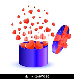 Boîte-cadeau avec des coeurs sur fond blanc vector Illustration de Vecteur