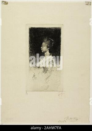 Robert Frederick Blum. Petite tête. 1877-1903. United States. Gravure sur papier vergé ivoire Banque D'Images