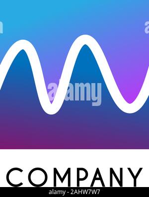 Coloré Mountain Concept Design de Logo, Logo carré, blanc Modèle Wave Line, images, logo couleur violet bleu dégradé, Vector EPS 10 Illustration de Vecteur