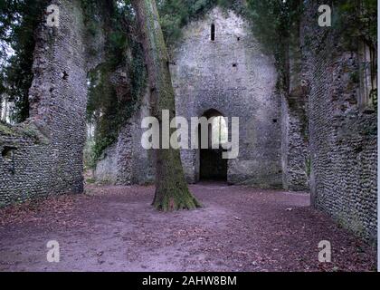 UK, Norfolk - Mars 2018 : l'intérieur des ruines de l'église de Somerton, un jour d'hiver. Banque D'Images