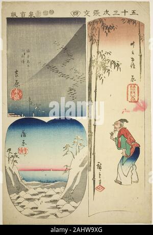 Utagawa Hiroshige. Yoshiwara, Hara, et de Kambara, no. 4 à partir de la série découpe du cinquante-trois Stations (harimaze Gojusan tsugi). 1852. Le Japon. Gravure sur bois en couleur, Oban, harimaze Banque D'Images