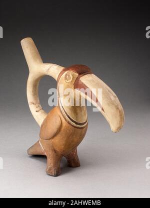 Mochicas. La goulotte de la poignée en forme de navire un Toucan. 100 BC-AD 500. Côte Nord. Pigment et céramique Banque D'Images