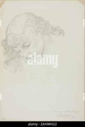 Sir Edward Burne-Jones. Head, Étude pour Miroir de Vénus. 1868-1883. L'Angleterre. Graphite sur papier vélin ivoire Banque D'Images