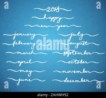 Ensemble de mois avec lettrage dessiné à la main, vector illustration Illustration de Vecteur