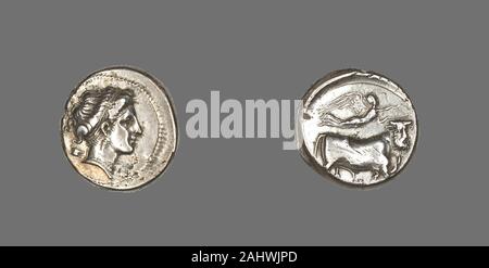 Le grec ancien. Stater Coin représentant la nymphe Parthenope. 325-241 av. J.-C.-B. Naples. Silver Banque D'Images