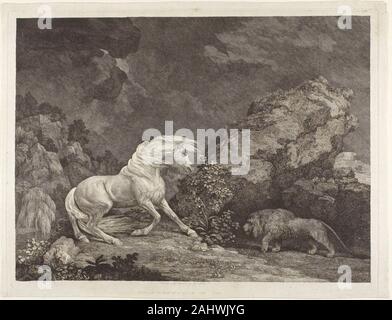 George Stubbs. Un cheval effrayé par un lion. 1777. L'Angleterre. Avec gravure gravure sur papier Banque D'Images