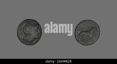 Le grec ancien. Médaille représentant la déesse Athéna. 306-281 av. J.-C.-B. La Thrace. Le Bronze Banque D'Images