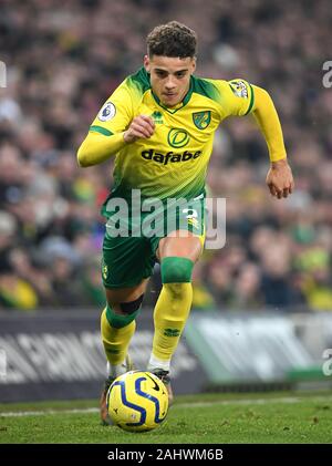 La ville de Norwich Max Aarons au cours de la Premier League match à Carrow Road, Norwich. Banque D'Images