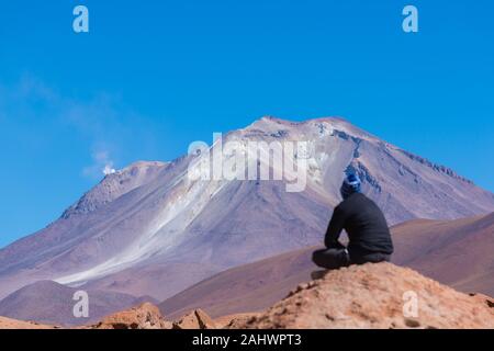 Mirador Volcán Ollagüe ou view point vulcano Ollagüe, Avaroa, Andes, Bolivie, Amérique Amreica Banque D'Images