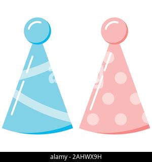 Chapeaux de fête d'anniversaire set isolé sur fond blanc. Illustration de Vecteur