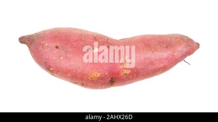 Ripe patate douce (Ipomoea batatas, batata) découpe des tubercules sur fond blanc Banque D'Images