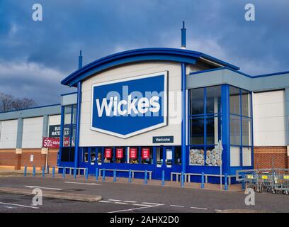WREXHAM, ROYAUME UNI - 25 décembre 2019 : Wickes DIY superstore store front Banque D'Images