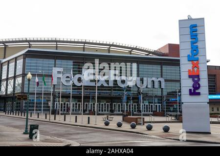 Memphis, TN / USA - 28 décembre 2109 : FedEx Forum au centre-ville de Memphis, TN. Accueil à la NBA Memphis Grizzlies, Université de Memphis basket-ball et Nu Banque D'Images