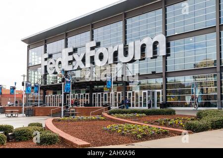 Memphis, TN / USA - 28 décembre 2109 : FedEx Forum au centre-ville de Memphis, TN. Accueil à la NBA Memphis Grizzlies, Université de Memphis basket-ball et Nu Banque D'Images