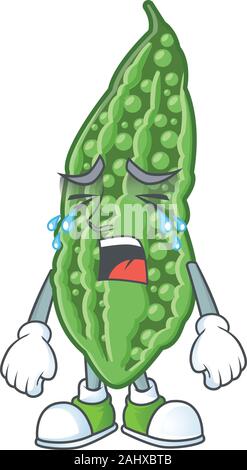 Triste à pleurer le melon amer geste style de caractère de dessin animé Illustration de Vecteur