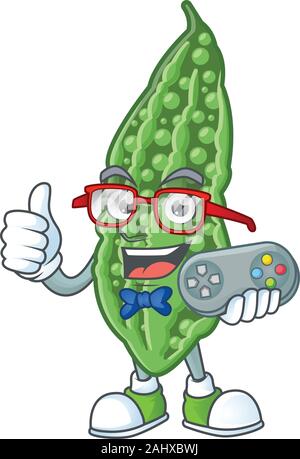 Cool geek gamer melon amer cartoon character design Illustration de Vecteur