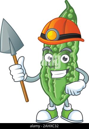 Cool miner le melon amer personnage style design Illustration de Vecteur