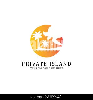 Private Island billet d'inspiration logo Illustration de Vecteur