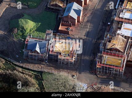 Vue aérienne de nouvelles maisons en construction, UK Banque D'Images