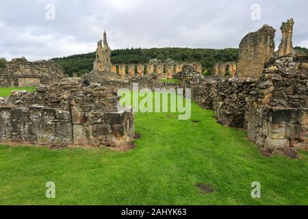 Avis de Byland Abbey, Coxwold, Ryedale, North Yorkshire, Angleterre Banque D'Images
