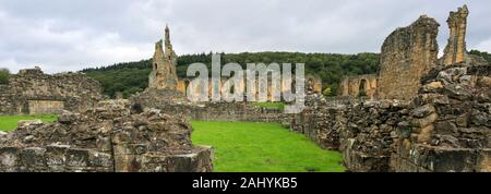 Avis de Byland Abbey, Coxwold, Ryedale, North Yorkshire, Angleterre Banque D'Images