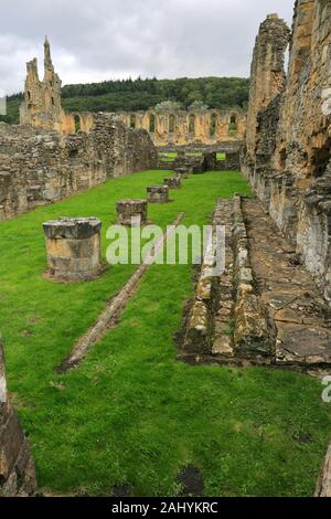 Avis de Byland Abbey, Coxwold, Ryedale, North Yorkshire, Angleterre Banque D'Images