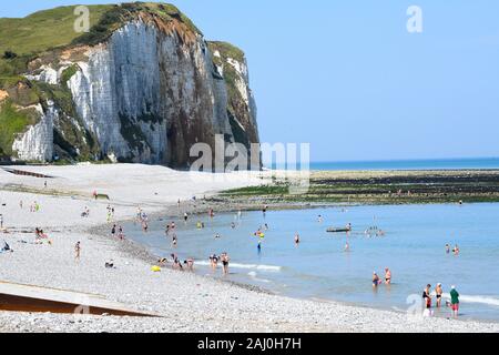 Veulettes sur Mer (Normandie, nord de la France), petite station balnéaire le long de la "zone côtière. d'Albatre" La plage Banque D'Images
