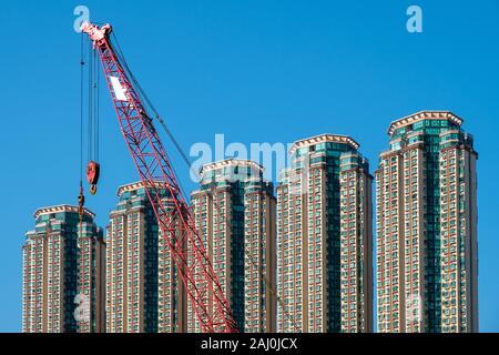 Grue de construction et bâtiments gratte-ciel , HongKong construction Banque D'Images