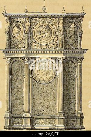 Gazette des beaux-arts . Faïence émaillée dAndréa délia 298 GAZETTE DES BEAUX-ARTS. La table des formants, échiquier, est de même travail, et de plus incrustéede lapis-lazuli. Elle a été vendue 20 000 francs. Quant au cabinet, il représente bien lesprit de la Renaissance1. Un lasurface, ce sont des bas-reliefs en fer ciselé et damasquiné, représentantlAscension et la Pentecôte. Dun côté se tient debout la statue de David,de lautre celle de Moïse. Jésus-Christ domine le tout. Mais levez le. dôme qui recouvre le monument, cest une horloge que vous y découvri-rez ; abaissez une des plaques, cest un miro Banque D'Images