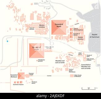 La carte de la pyramide de Gizeh Égypte complexe Illustration de Vecteur