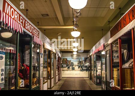 De Saginaw, Michigan, USA - 9 octobre 2018 : les rues historiques de Saginaw dans le célèbre musée du château dans le centre-ville de Saginaw. Banque D'Images