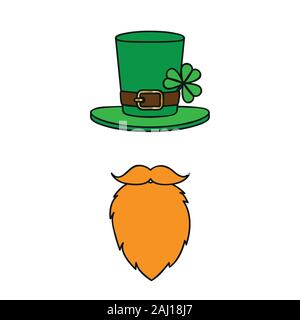 Caractère farfadet face avec Red Beard et hat avec clover sur fond blanc vector illustration EPS10 Illustration de Vecteur