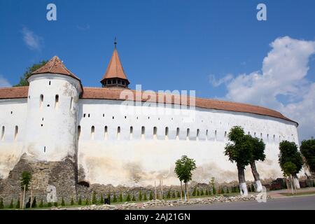 Mur extérieur, l'église fortifiée de Prejmer, datée du 1212, l'UNESCO, Prejmer, Brasov, Roumanie, Europe Banque D'Images