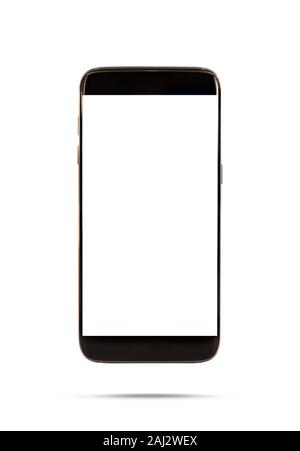 Smartphone, mobile phone isolé avec écran vide. Banque D'Images