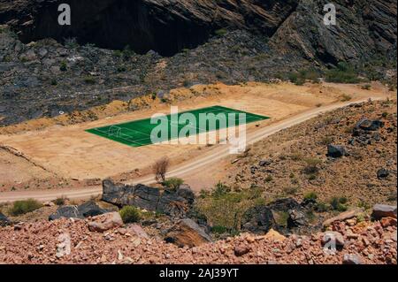 Terrain de football à desert mountain Banque D'Images