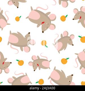 Modèle souris mignonnes pour les enfants dans le fond blanc. Motif de création de texture, tissu, papier peint,emballage apparel Illustration de Vecteur