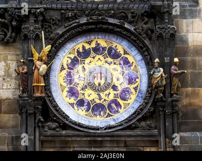 Tiré d'une partie de l'horloge astronomique de Prague historique Banque D'Images