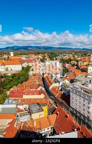 Vue aérienne de Zagreb Ville Haute, le vieux centre-ville historique. Banque D'Images