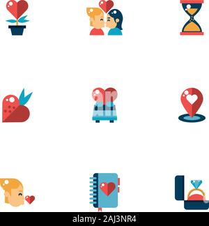 Ensemble d'icônes de Jour de Valentines Illustration de Vecteur