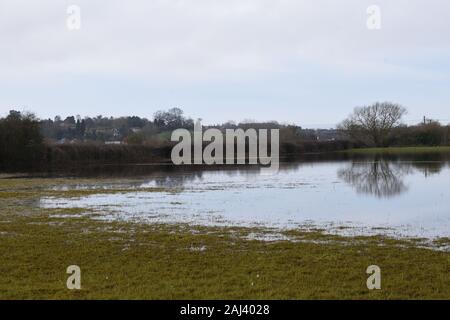 Champ inondé au Pays de Galles Banque D'Images